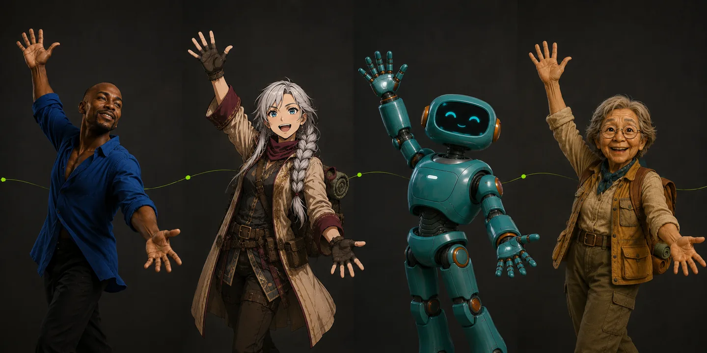 Anime, 3D, and photo characters animated with video motion transfer