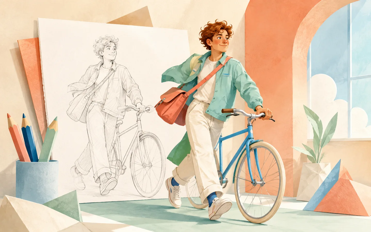 Static character illustration animated with a gesture reference