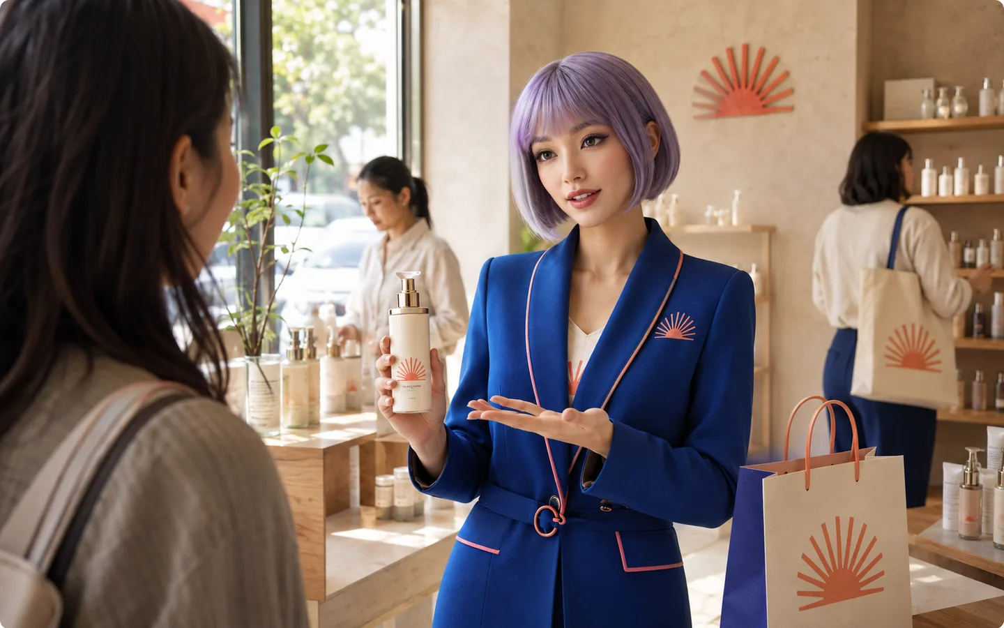 Virtual brand presenter performing recorded gestures